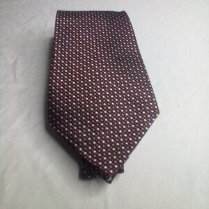 Van Heusen Tie Necktie Men Silk Dots Red Silver Black